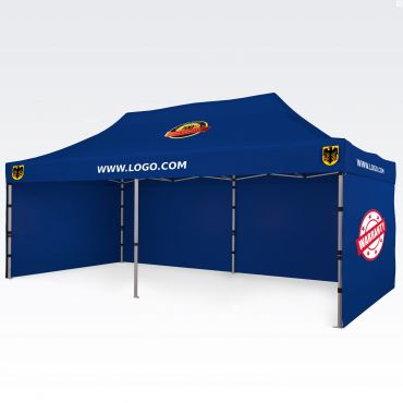 Telts ar reklāmas grafiku korporatīvajiem pasākumiem